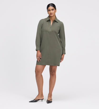 Enriko Khaki Cupro Short Dress