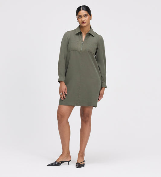 Eriko Khaki Cupro Short Dress