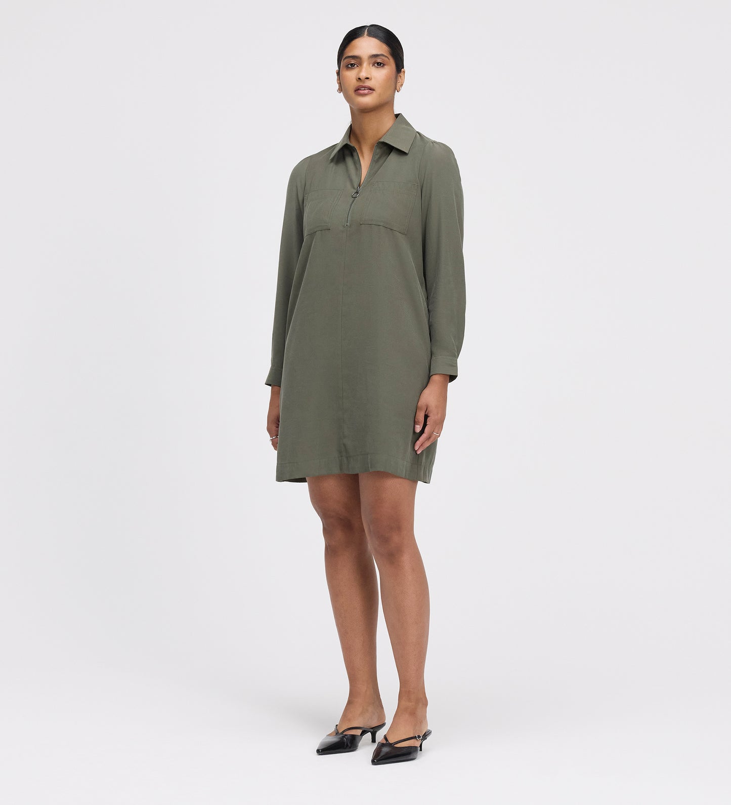 Enriko Khaki Cupro Short Dress