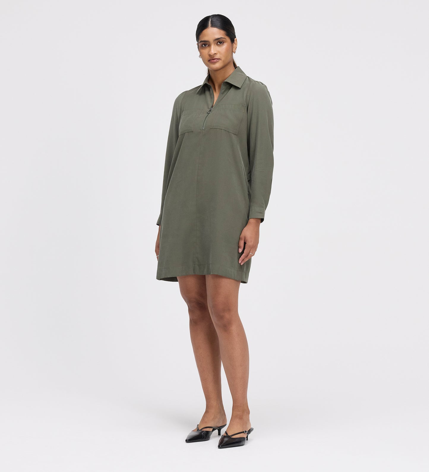 Enriko Khaki Cupro Short Dress