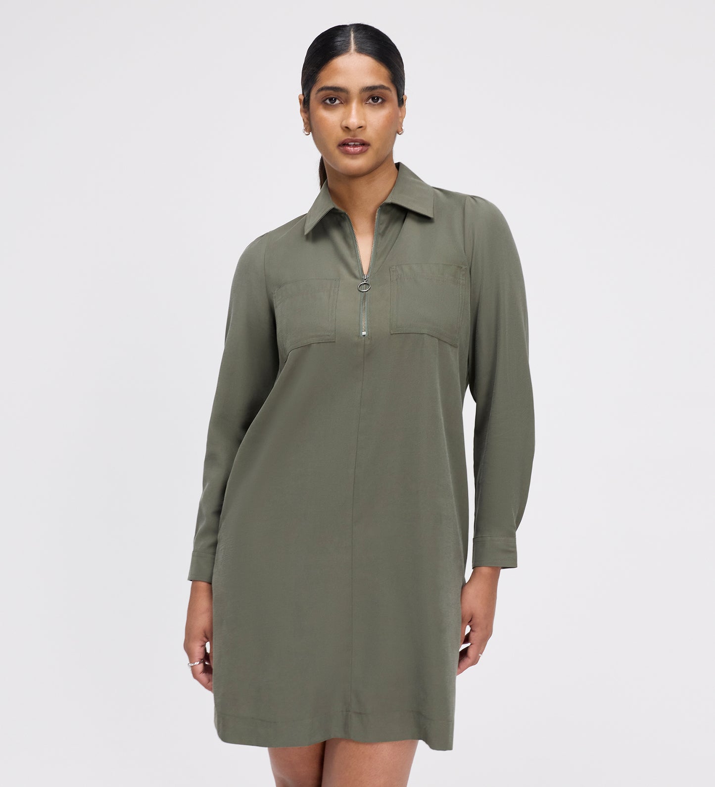 Enriko Khaki Cupro Short Dress