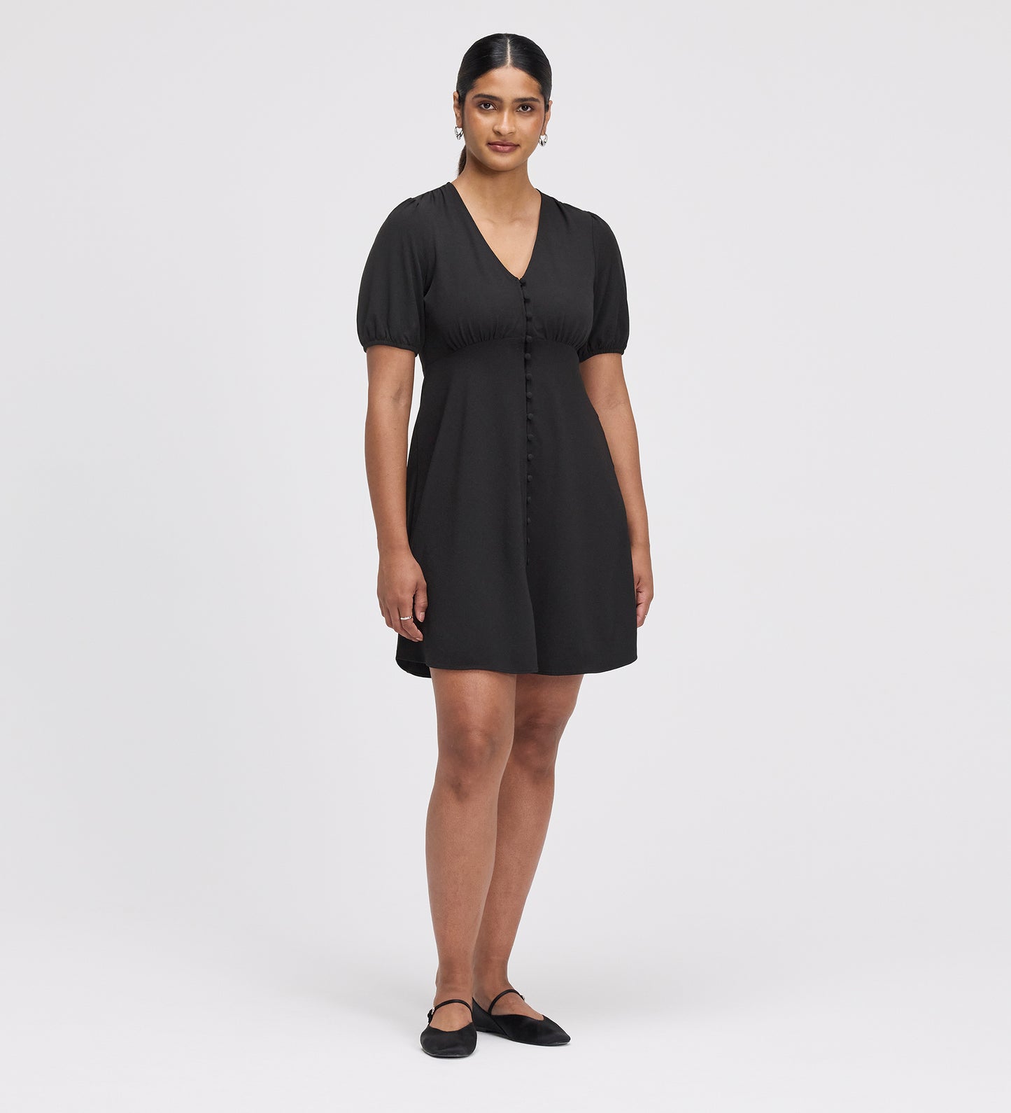 Ensley Black Button Through Short Dress