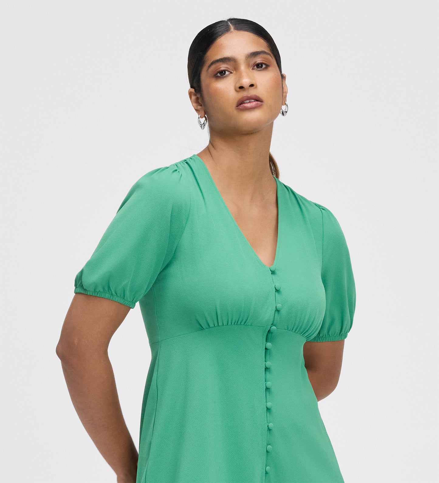 Ensley Green Button Through Short Dress