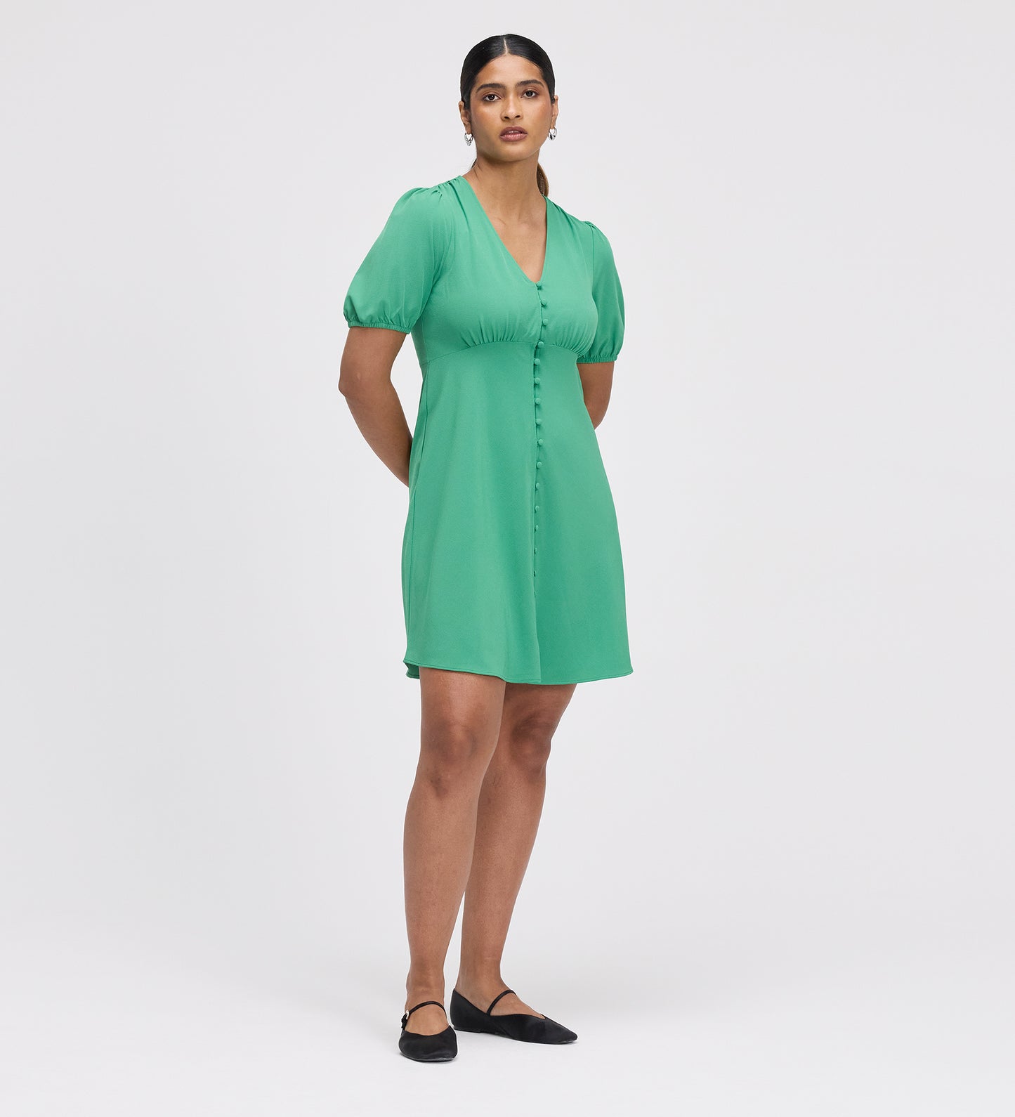 Ensley Green Button Through Short Dress