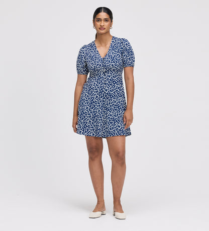 Ensley Navy Cherry Spot Button Through Short Dress