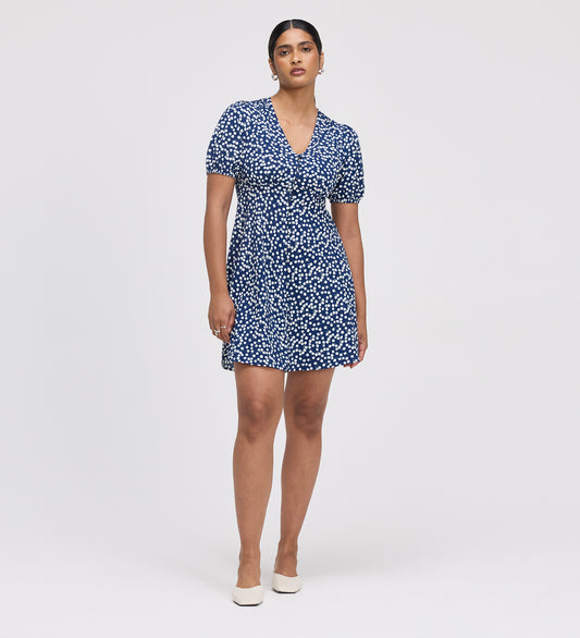 Ensley Navy Cherry Spot Button Through Short Dress