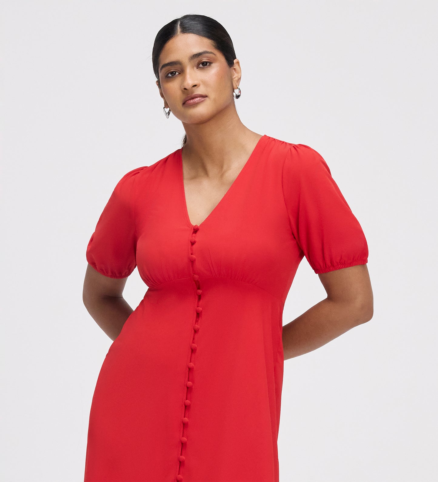 Ensley Red Button Through Short Dress