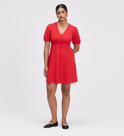 Ensley Red Button Through Short Dress