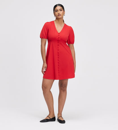 Ensley Red Button Through Short Dress