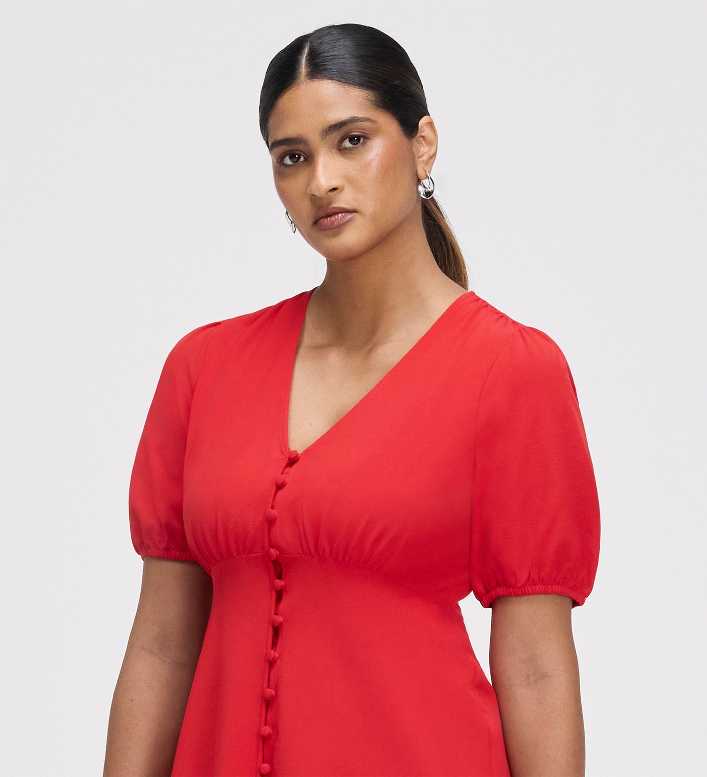 Ensley Red Button Through Short Dress