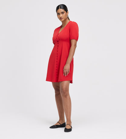 Ensley Red Button Through Short Dress
