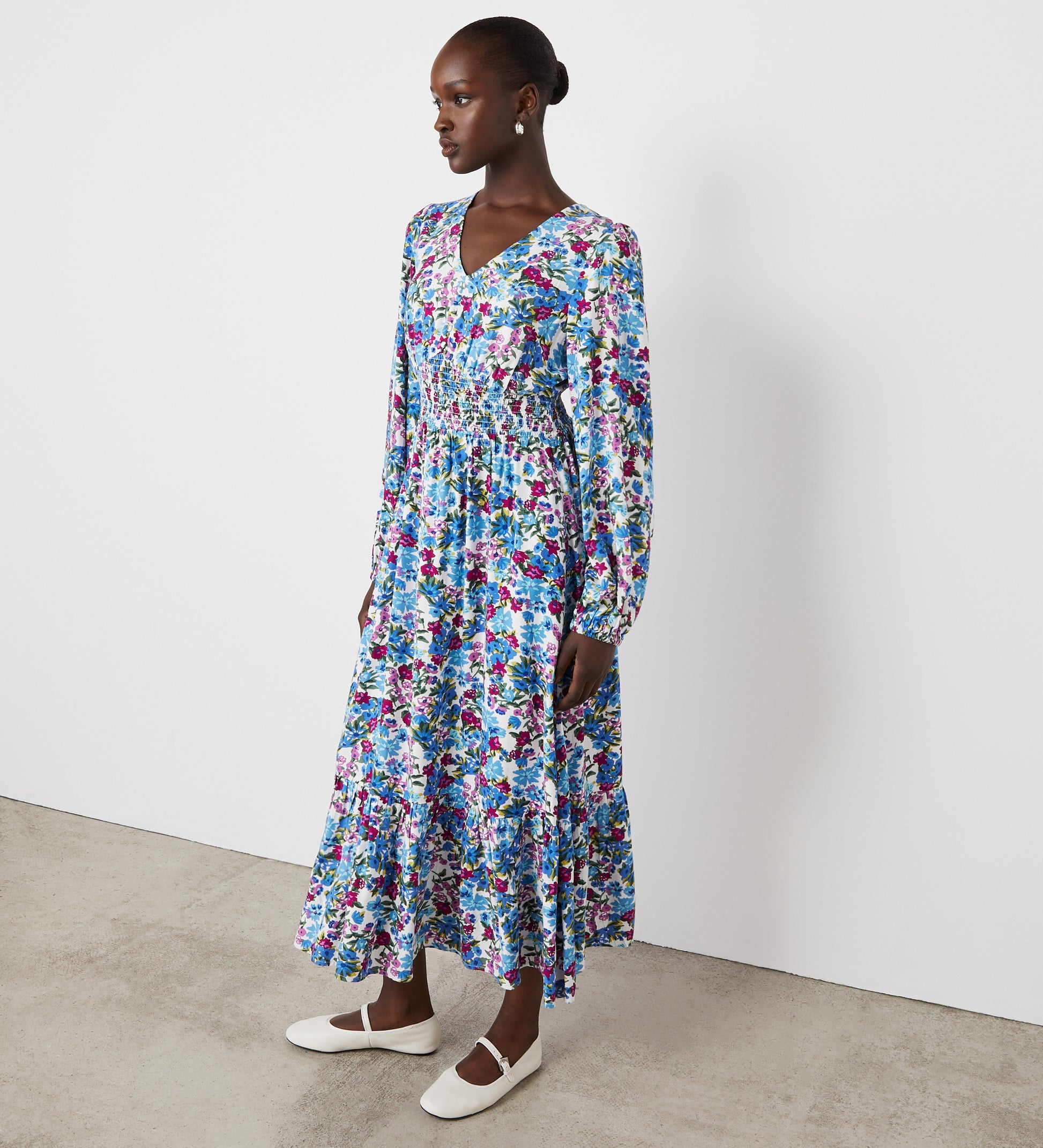 Erina Blue Floral Midi Dress Finery London Erina Blue Floral Midi Dress Finery London