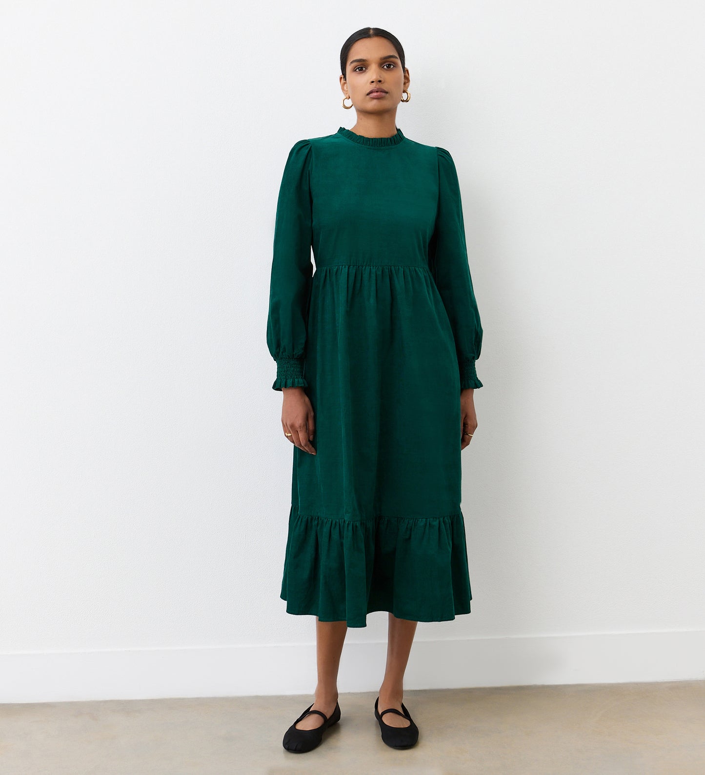Esme Bottle Green Corduroy Midi Dress Finery London Esme Bottle Green Corduroy Midi Dress Finery London