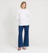 Elizabeth White Cotton Ruffle Detail Shirt