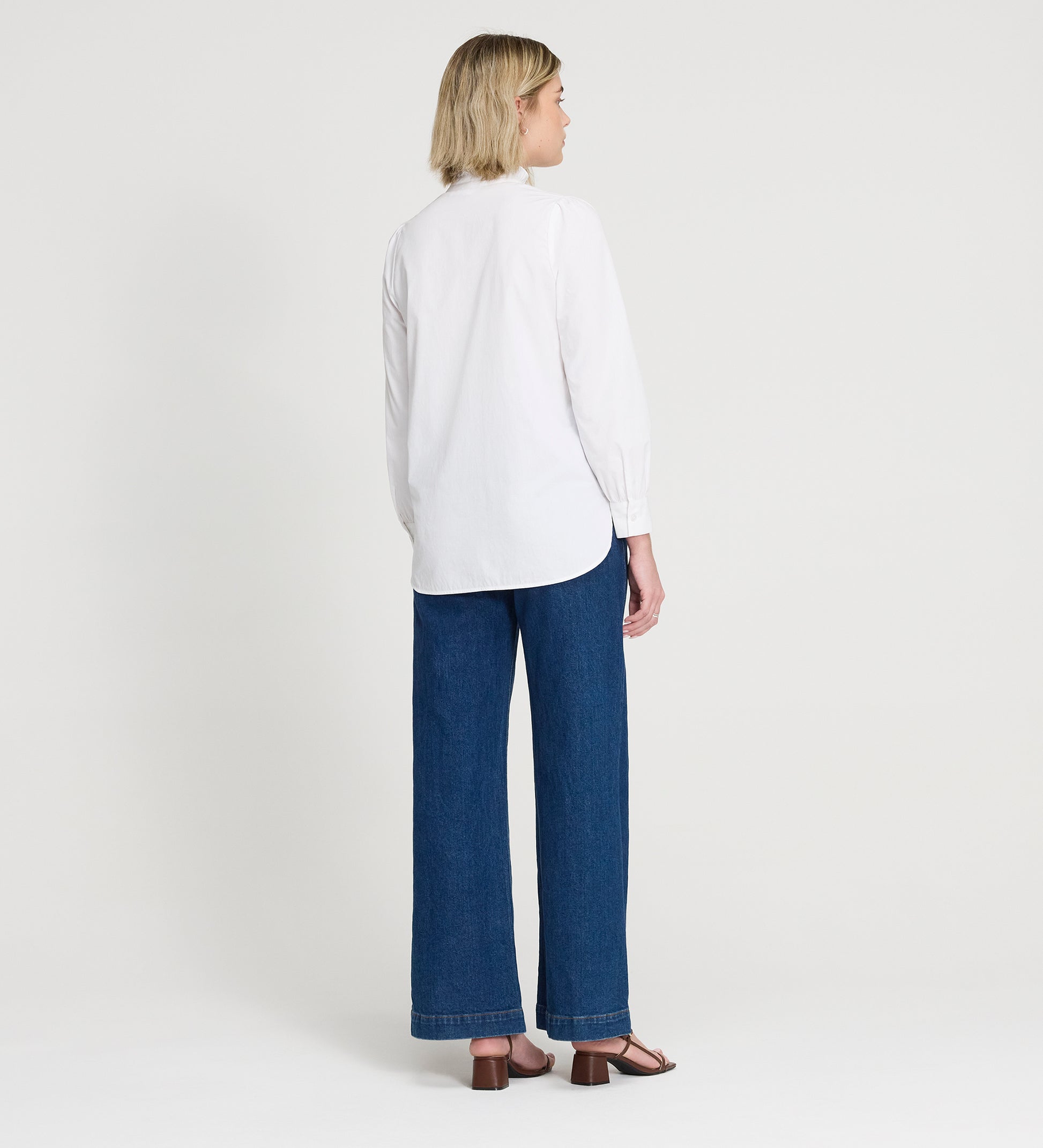 Elizabeth White Cotton Ruffle Detail Shirt