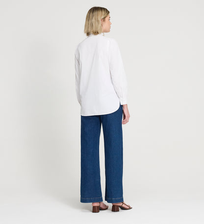 Elizabeth White Cotton Ruffle Detail Shirt