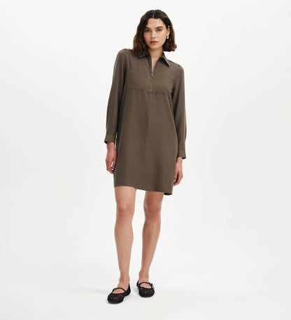 Enriko Khaki Cupro Short Dress