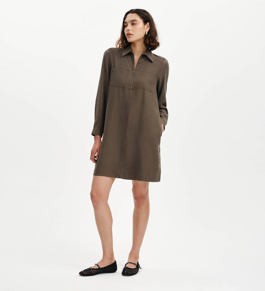 Enriko Khaki Cupro Short Dress