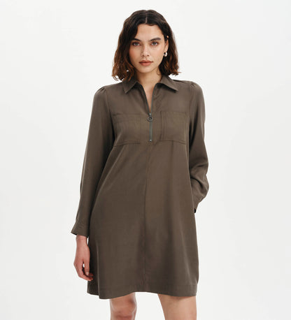 Enriko Khaki Cupro Short Dress