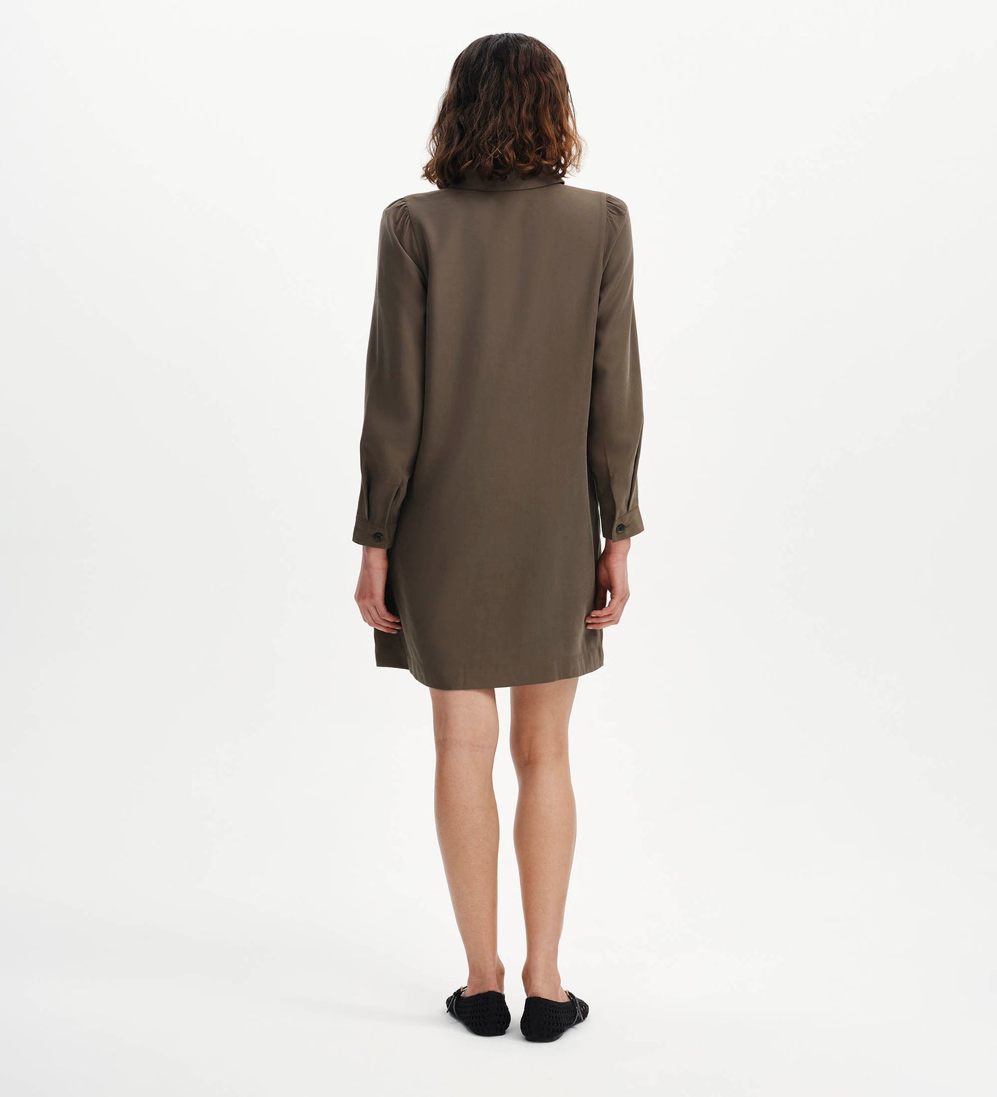 Enriko Khaki Cupro Short Dress