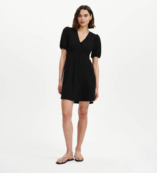 Ensley Black Button Through Short Dress
