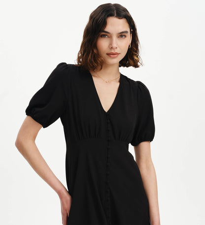 Ensley Black Button Through Short Dress