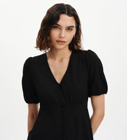 Ensley Black Button Through Short Dress