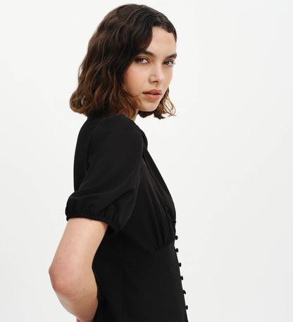 Ensley Black Button Through Short Dress
