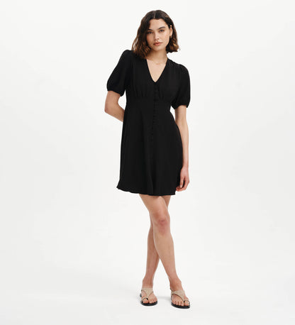 Ensley Black Button Through Short Dress