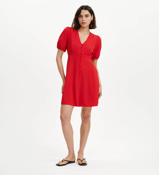 Ensley Red Button Through Short Dress