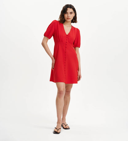 Ensley Red Button Through Short Dress