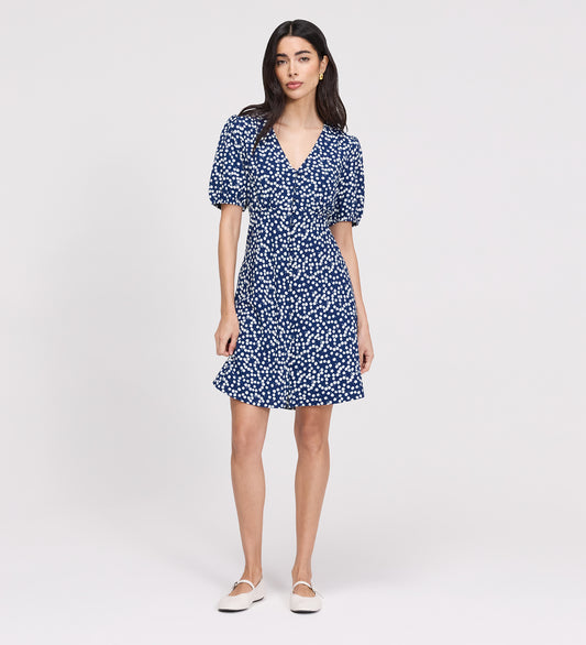 Ensley Navy Cherry Spot Button Through Short Dress