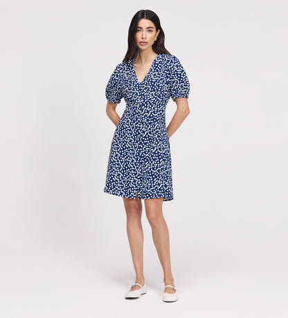Ensley Navy Cherry Spot Button Through Short Dress