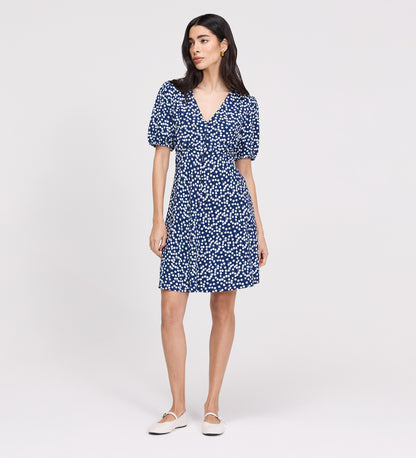 Ensley Navy Cherry Spot Button Through Short Dress