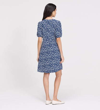 Ensley Navy Cherry Spot Button Through Short Dress