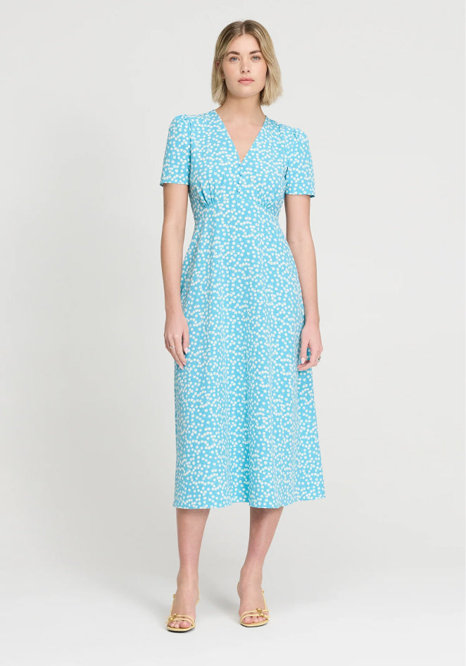 Nieve Blue Cherry Spot Midi Dress
