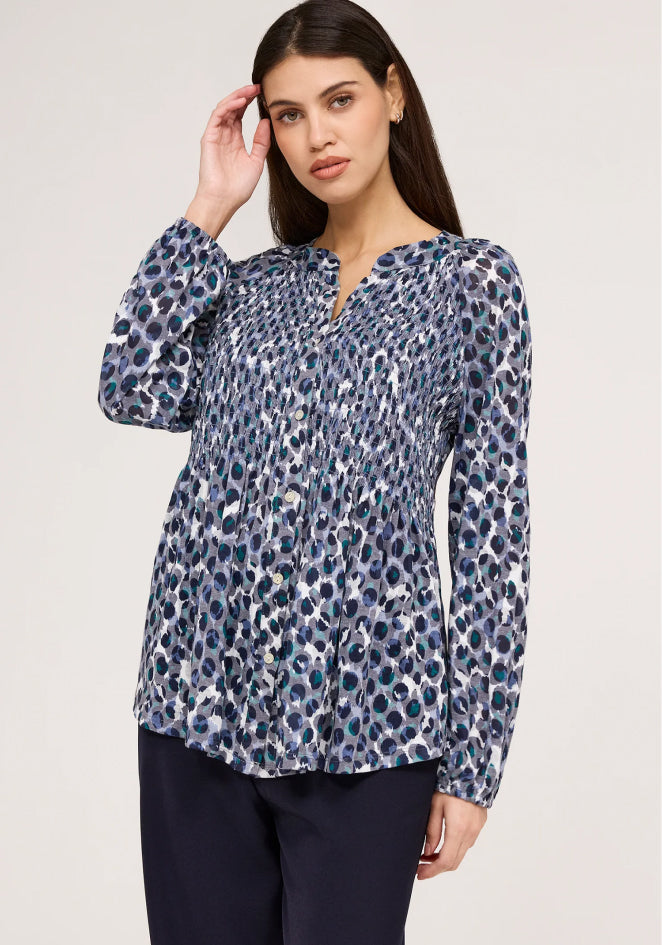 Martha Blue Animal Jersey Blouse