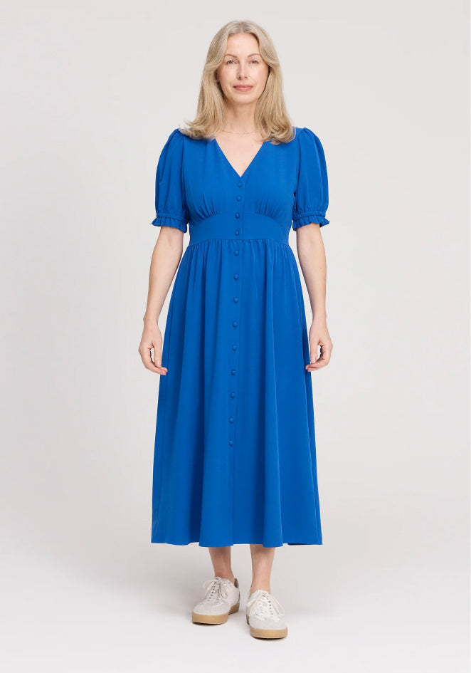Samantha Cobalt Button Through Midi Dress