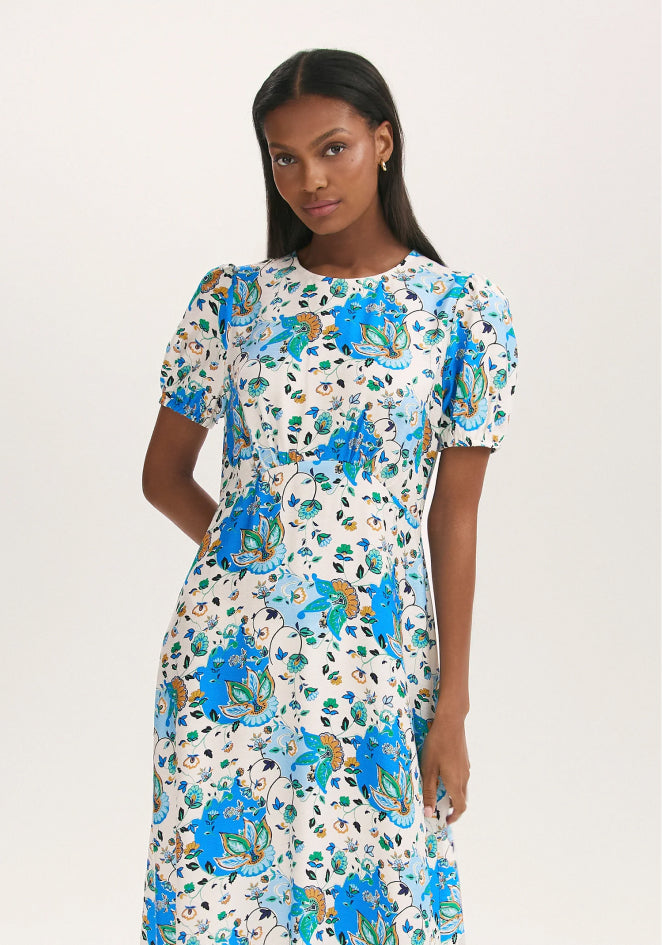Lili Blue Floral Midi Tea Dress