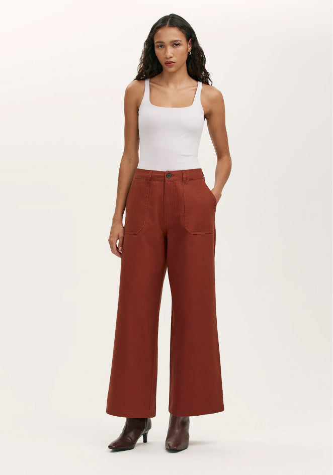 Nellie Terracotta Canvas Wide Leg Trousers