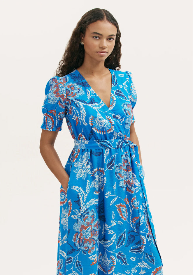 Nicoleta Blue Floral Midi Dress