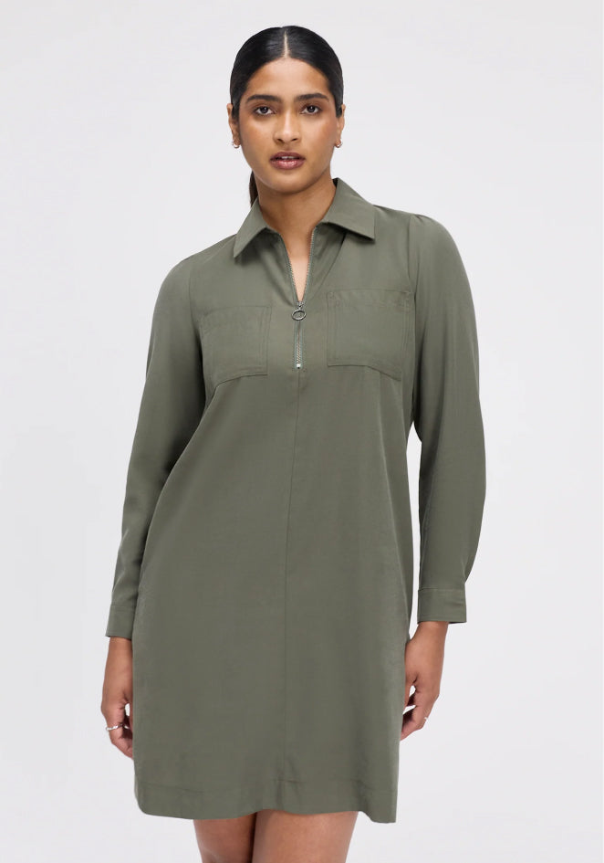 Enriko Khaki Cupro Short Dress