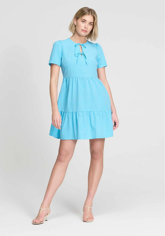 Lola Blue Polka Dot Tiered Short Dress