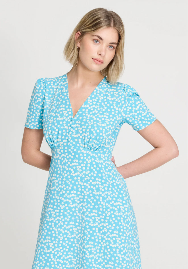 Nieve Blue Cherry Spot Midi Dress