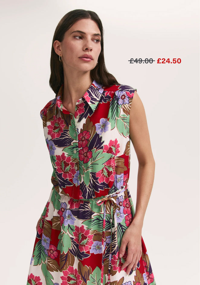 Alida Red Floral Sleeveless Midi Dress
