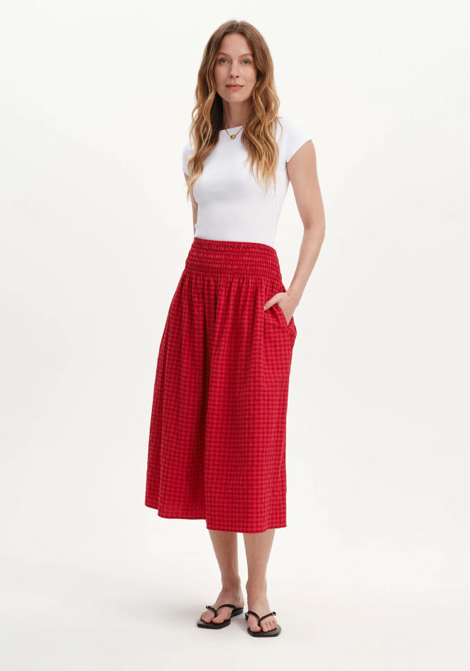 Siobhan White Cotton Broderie Tiered Midi Skirt