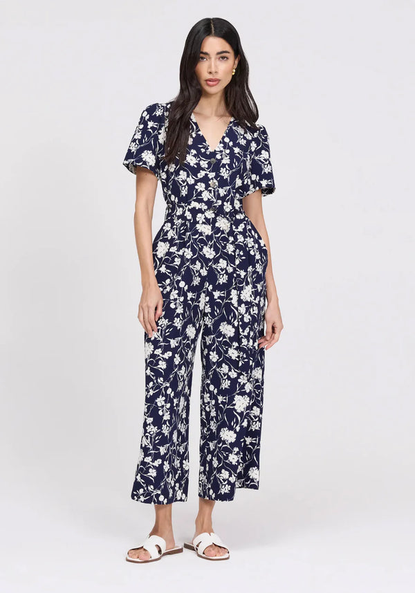Uma Navy Floral Belted Jumpsuit