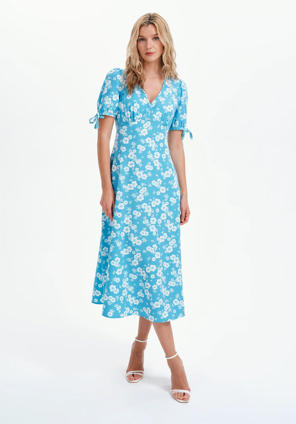 Gabriella Blue Floral Bow Detail Dress