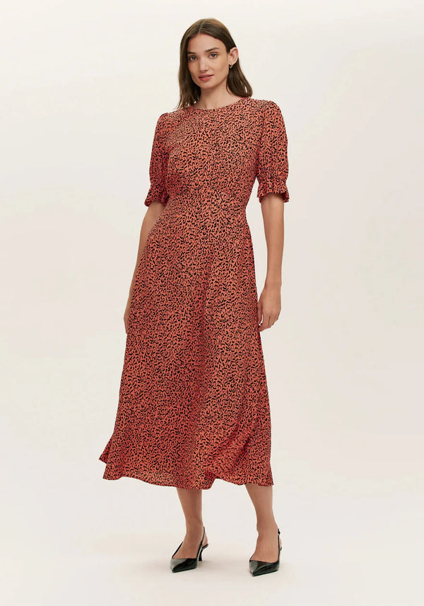 Mela Orange Leopard Dress