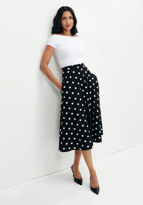 Meeka Black Polka Dot A-Line Skirt